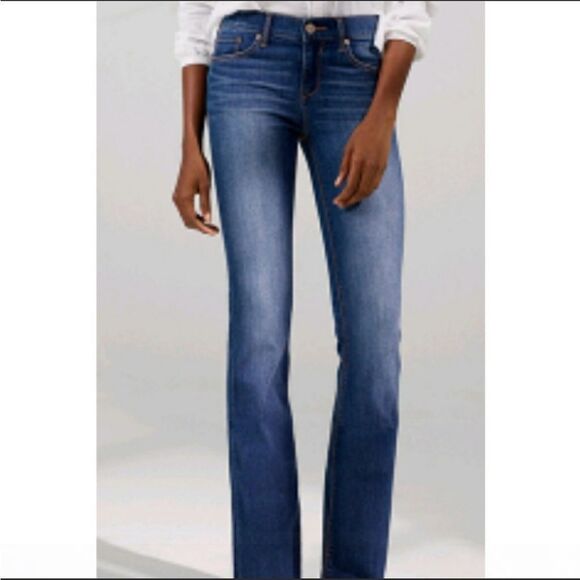 Express Precision Fit Medium Wash Low Rise Bootcut Jeans - Size 1/2S - Picture 1 of 16